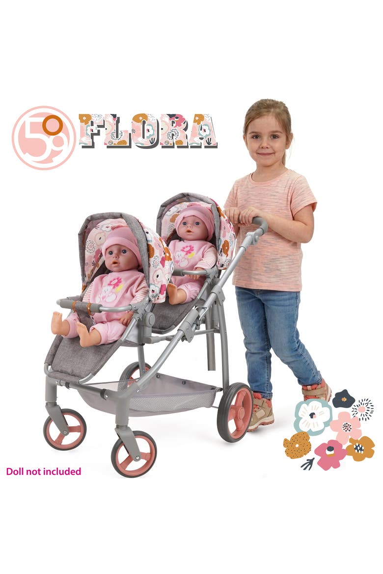 Melange Flora Twin Doll Shopper Pram Stroller, Alternate, color, Multicolored