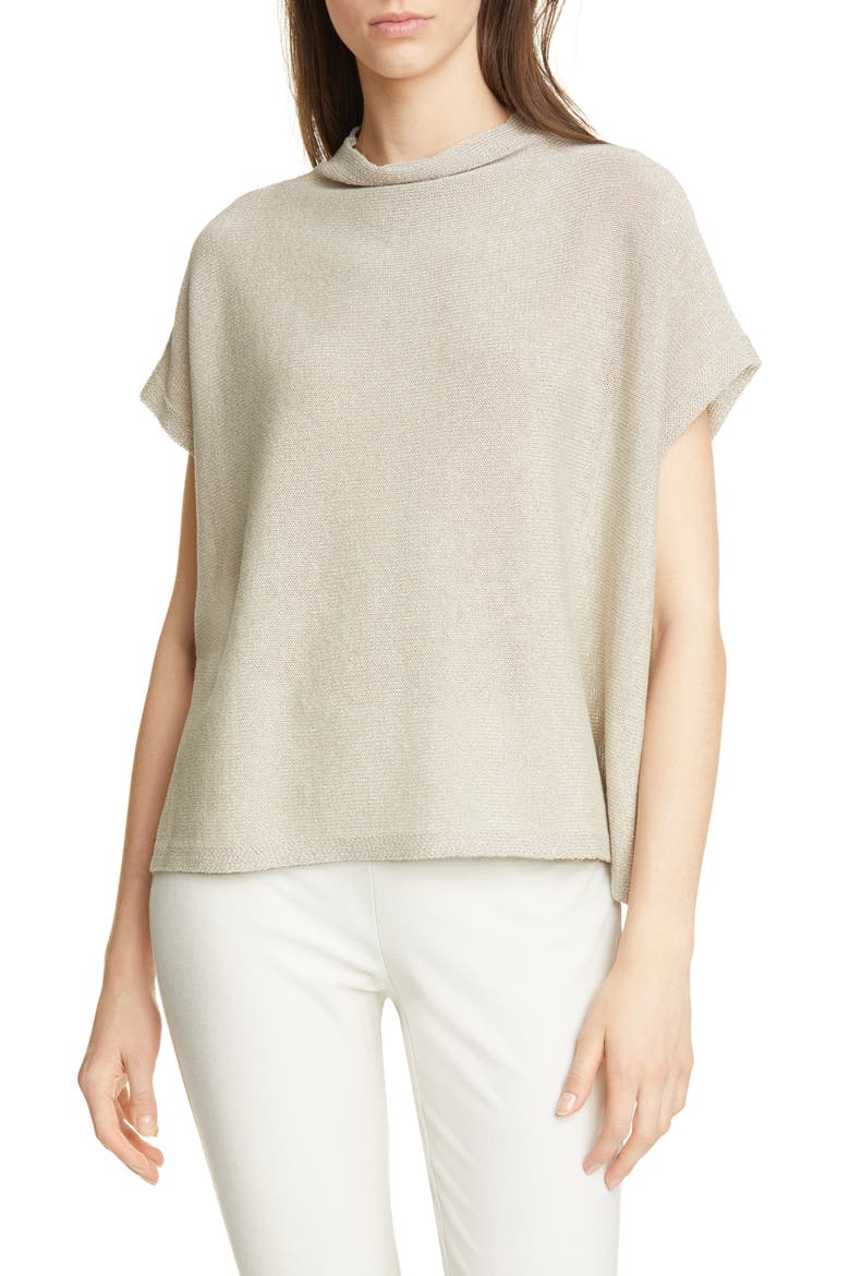 Funnel Neck Cotton Blend Boxy Sweater, Main, color, DOVE