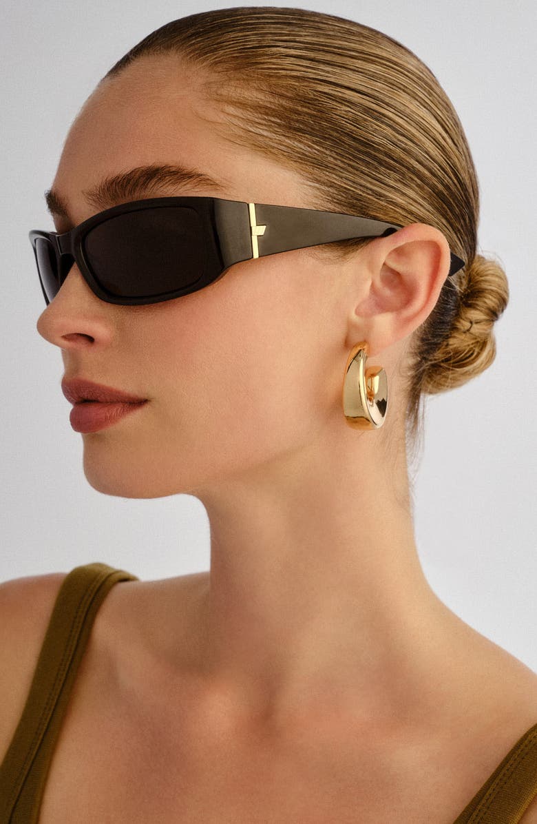 Le Specs Du Jour 60mm Rectangular Sunglasses, Alternate, color, Black / Smoke Mono