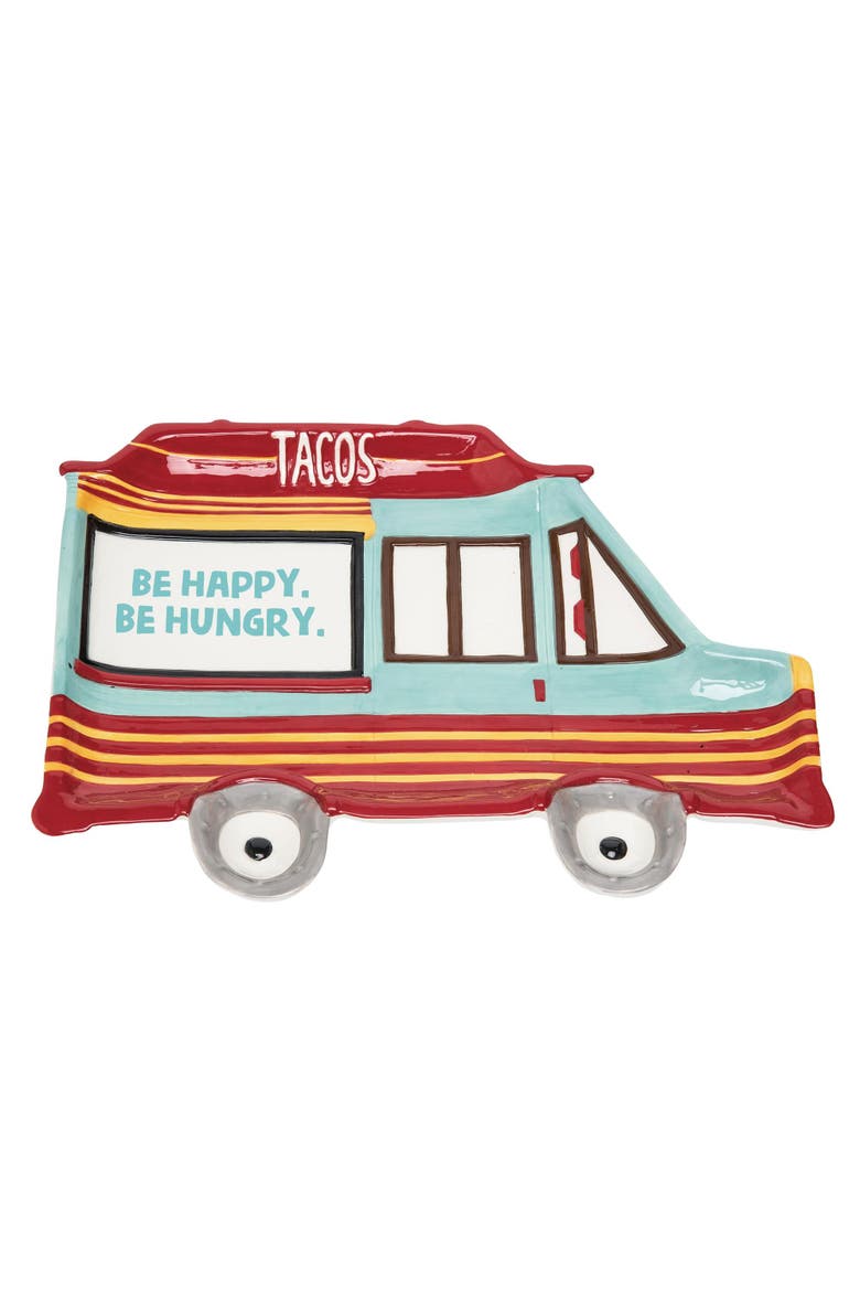 12.75 in Spring Taco Truck Plate Ceramic Dolomite Dining Plate for Fun Spring Meals, Main, color, Multicolored