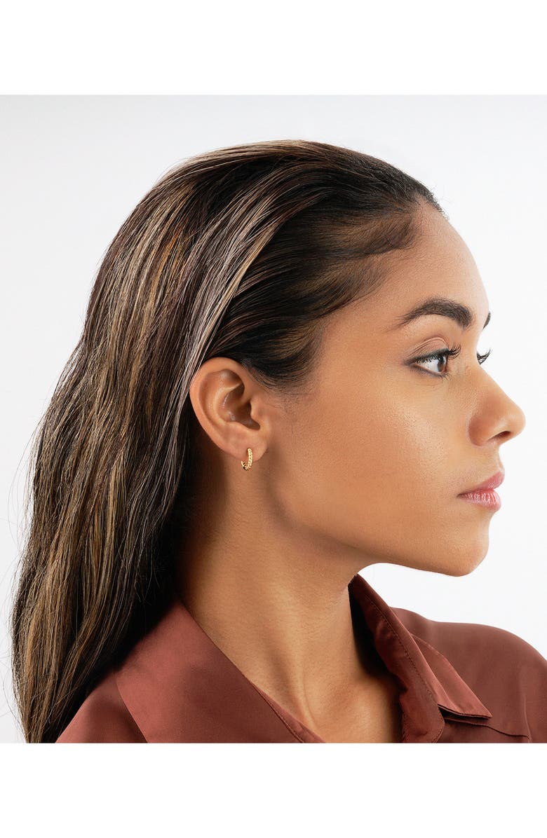 Sterling Forever 14K Gold Vermeil Braided Huggie Hoop Earrings, Alternate, color, 