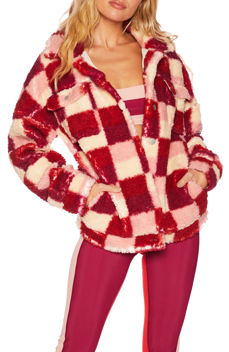 Beach Riot Laurie Check Teddy Jacket, Main, color,