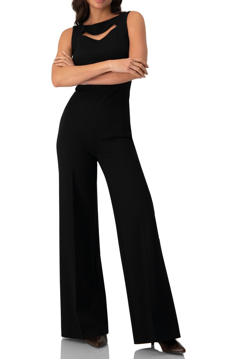 IVONNE Sleeveless Round Neck Jumpsuit, Main, color, Black