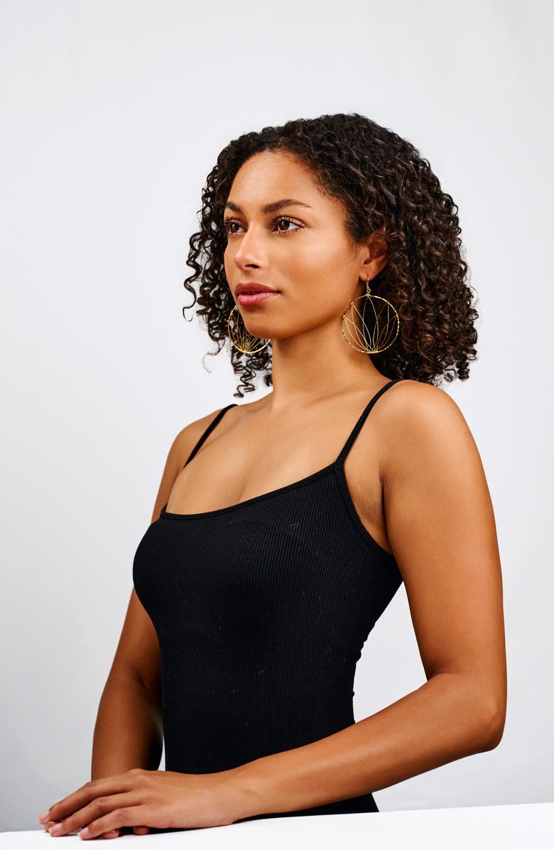 Kiara by Ki-Ele Selena Lotus Large Hoop Earrings, Alternate, color, Gold