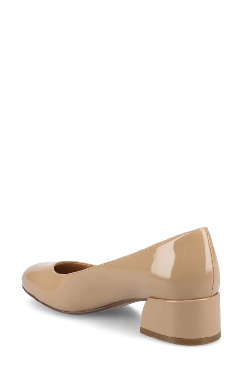 Journee Collection Saarii Block Heel Pump In Patent/beige