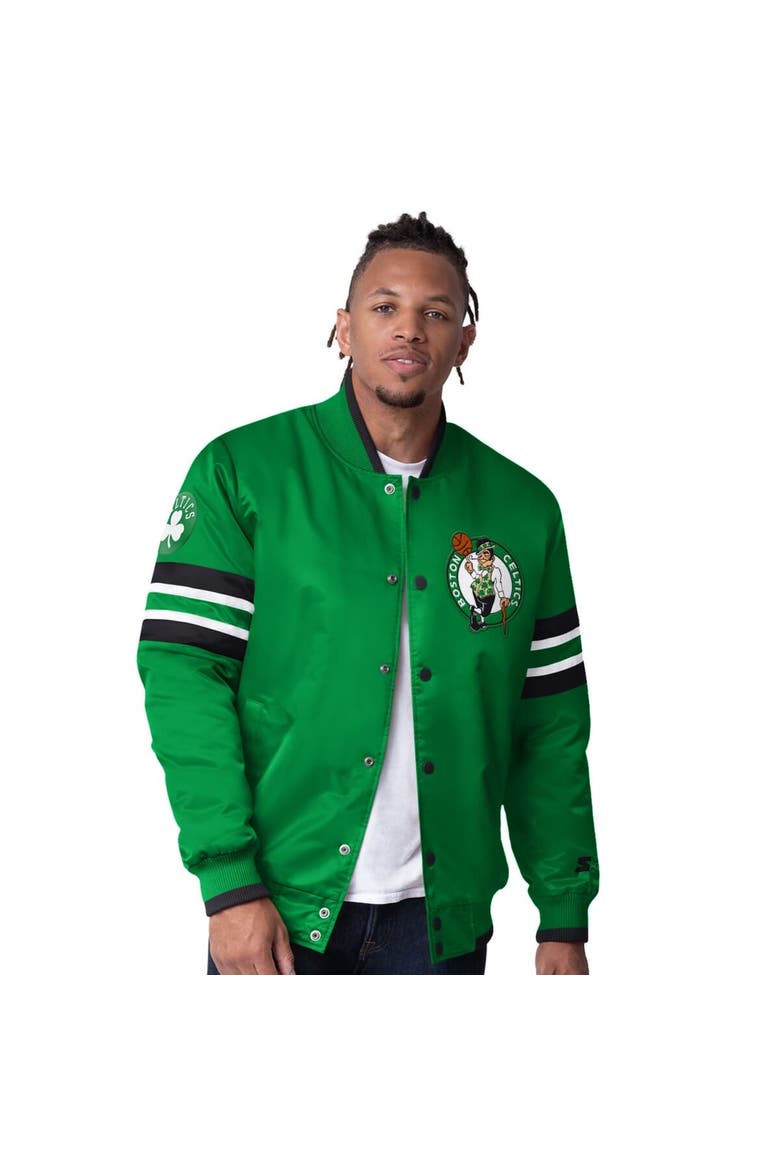 Men's Starter Kelly Green Boston Celtics Scout Varsity Satin Full-Snap Jacket, Main, color, Kelly Green