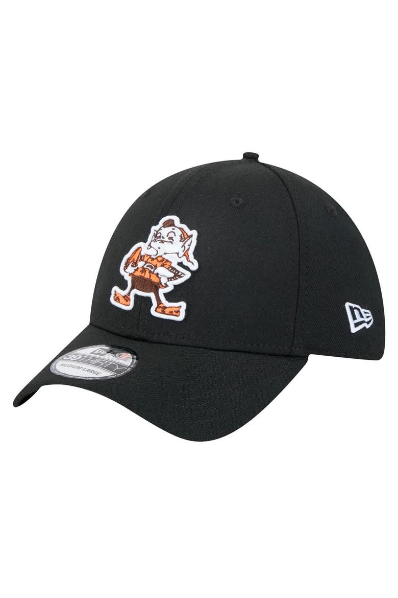 Men's New Era Black Cleveland Browns Throwback Main 39THIRTY Flex Hat, Main, color, Black