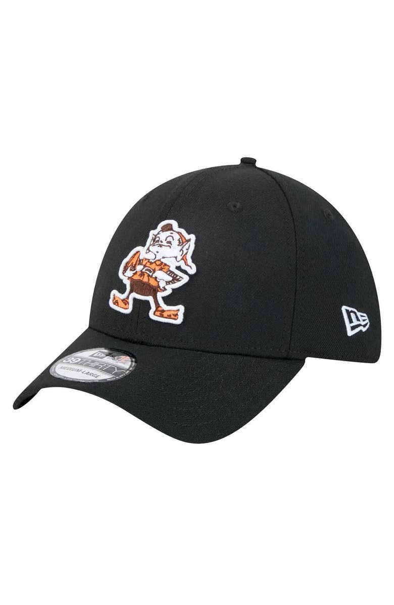 New Era Men's New Era Black Cleveland Browns Throwback Main 39THIRTY Flex Hat, Main, color, Black