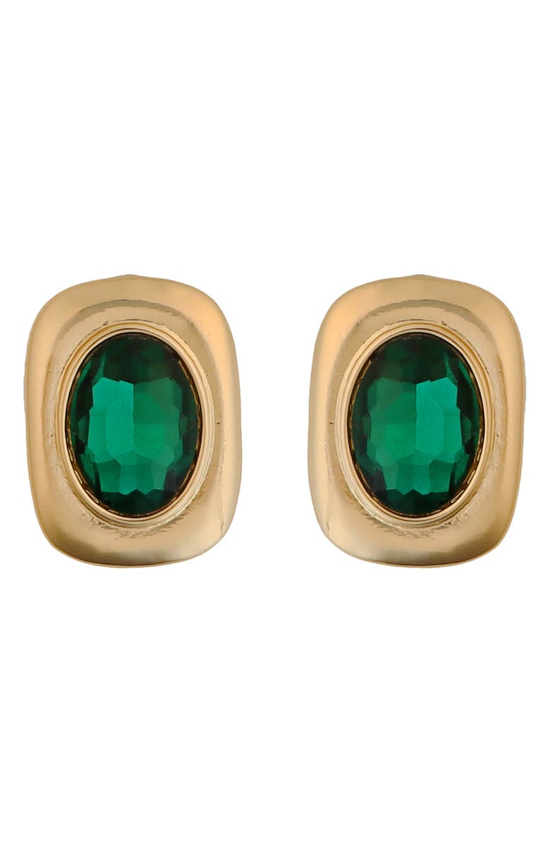 Panacea Green Cubic Zirconia Square Stud Earrings, Main, color, Green