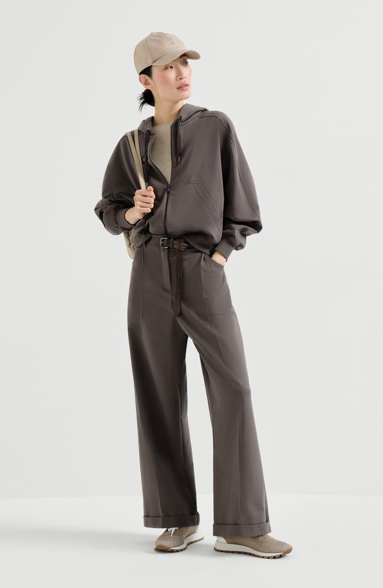 Brunello Cucinelli Sweatshirt with embroidery, Alternate, color, Brown