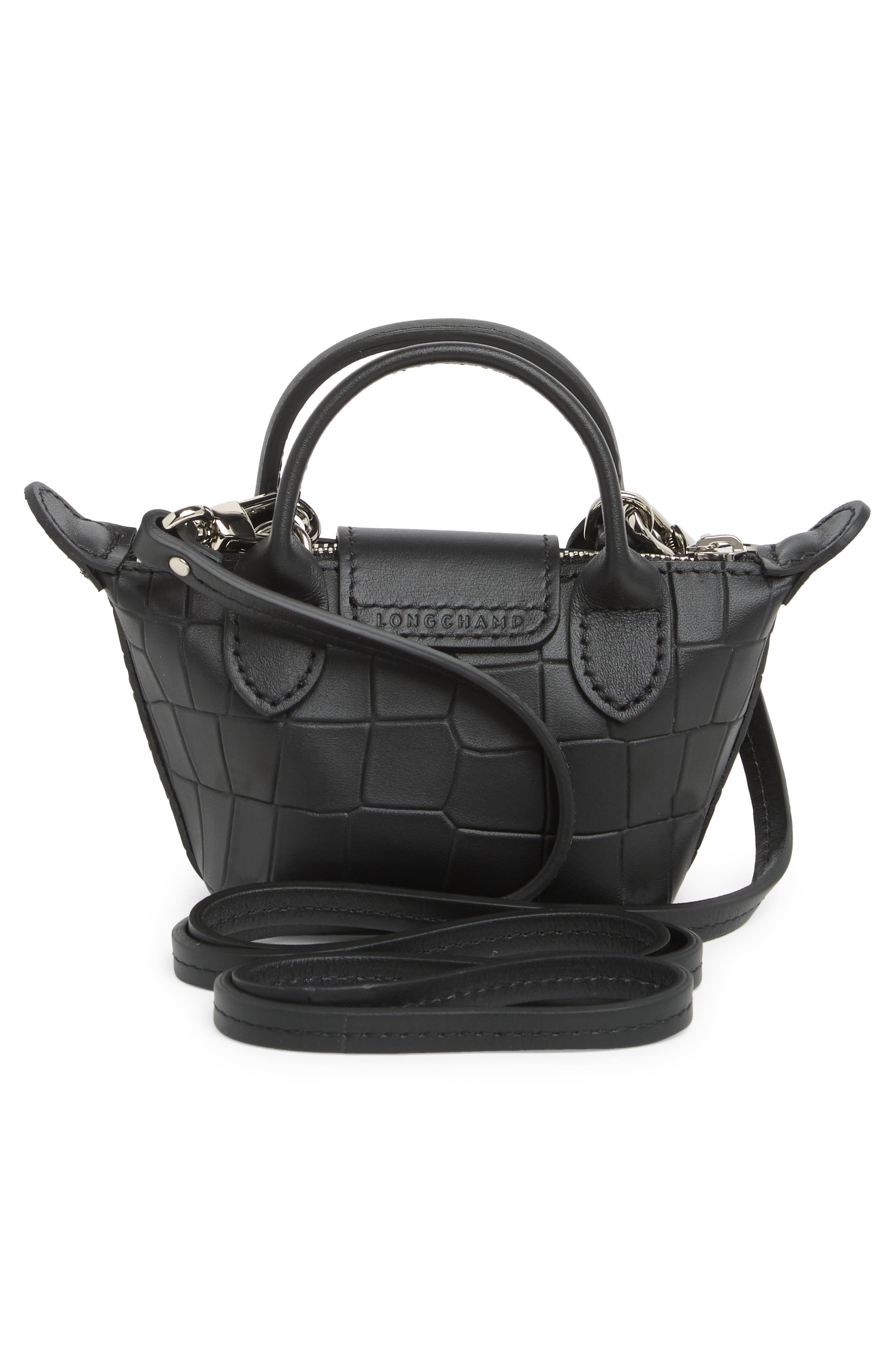 Longchamp Le Pliage Cuir X-Small Croc Embossed Crossbody Bag, Alternate, color, 