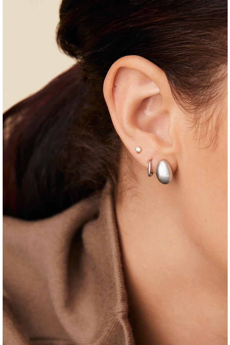 Dôme Huggies Earrings, Alternate, color, Sterling Silver