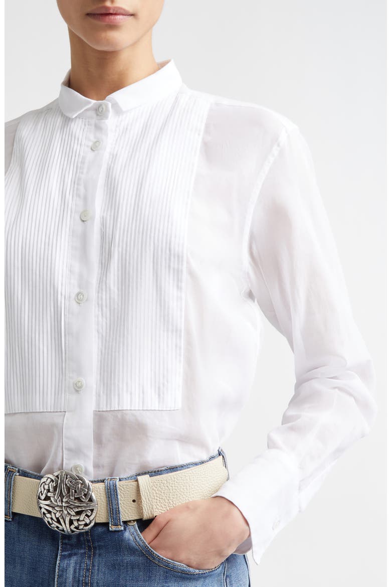 Cotton Poplin Tuxedo Shirt, Alternate, color, 01 WHITE