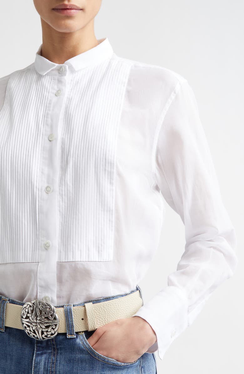 Eleventy Cotton Poplin Tuxedo Shirt, Alternate, color, 01 White