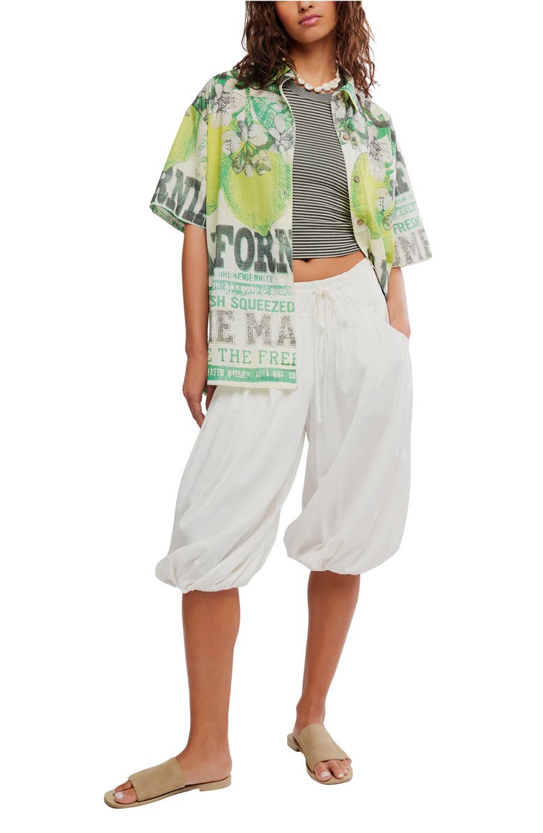 Free People Fresh Squeezed Cotton Button-Up Shirt, Alternate, color, Citrus Fade