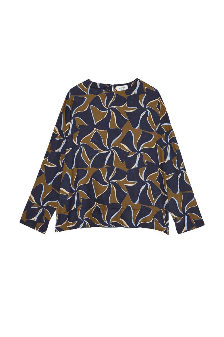 Viscose Blouse With Long Sleeves, Alternate, color, Blue