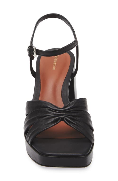 Reformation Maize Satin Platform Sandals In Black