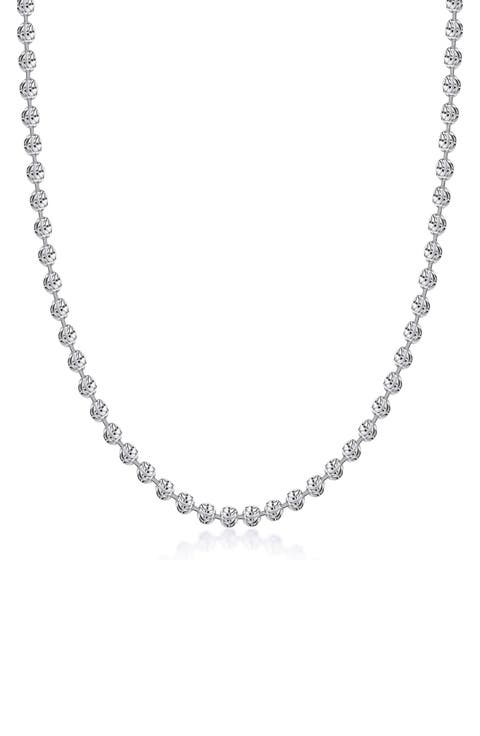 Sterling Silver Moon Ball Chain Necklace