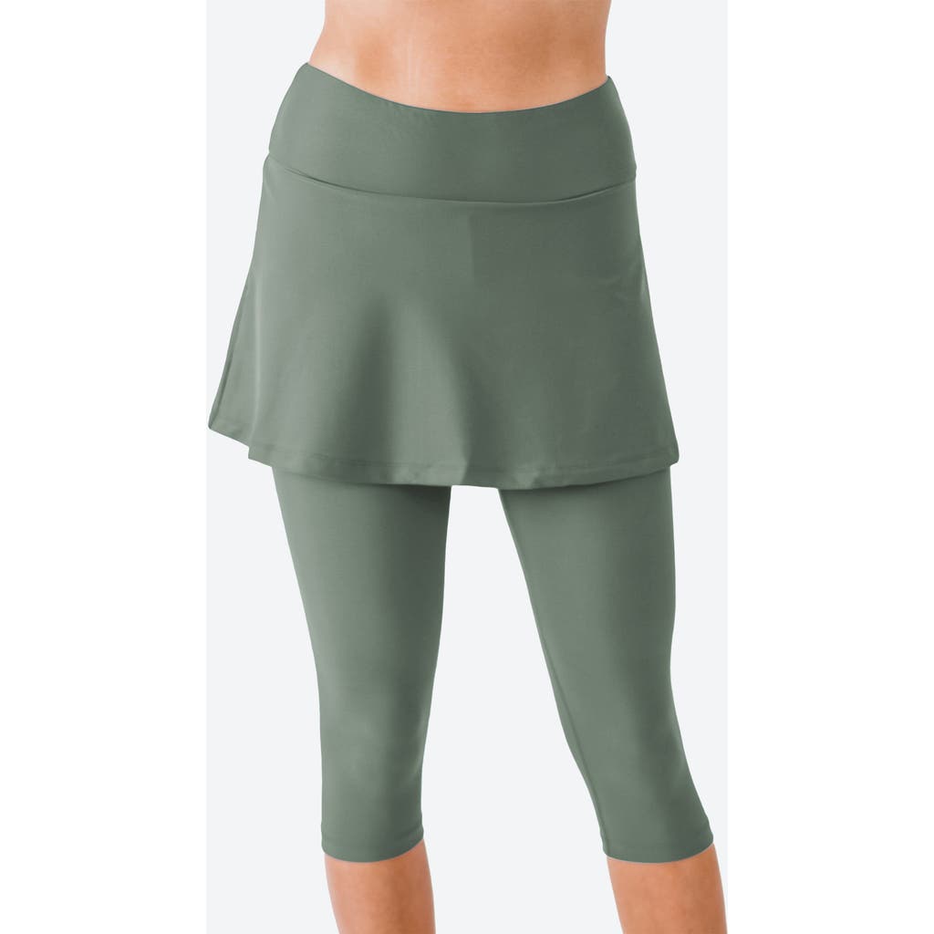 Calypsa Skirted Swim Capris In Green