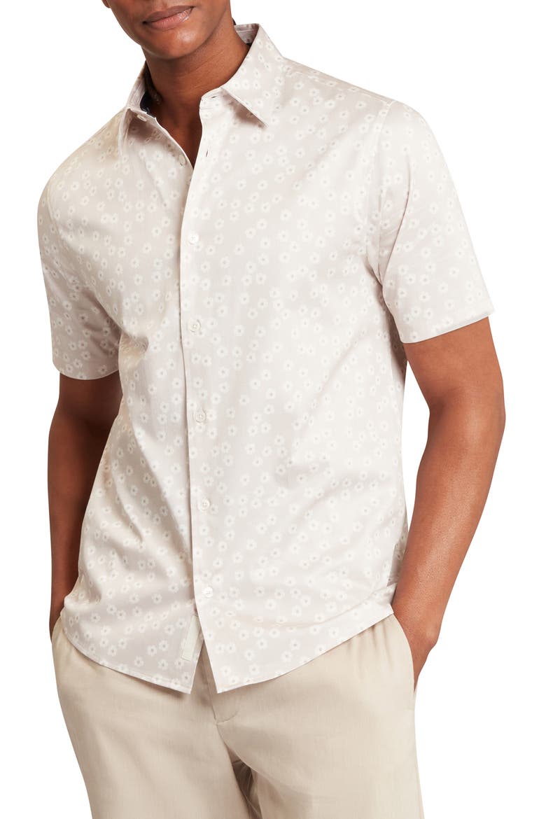 Afflek Short Sleeve Button-Up Shirt, Main, color, ECRU