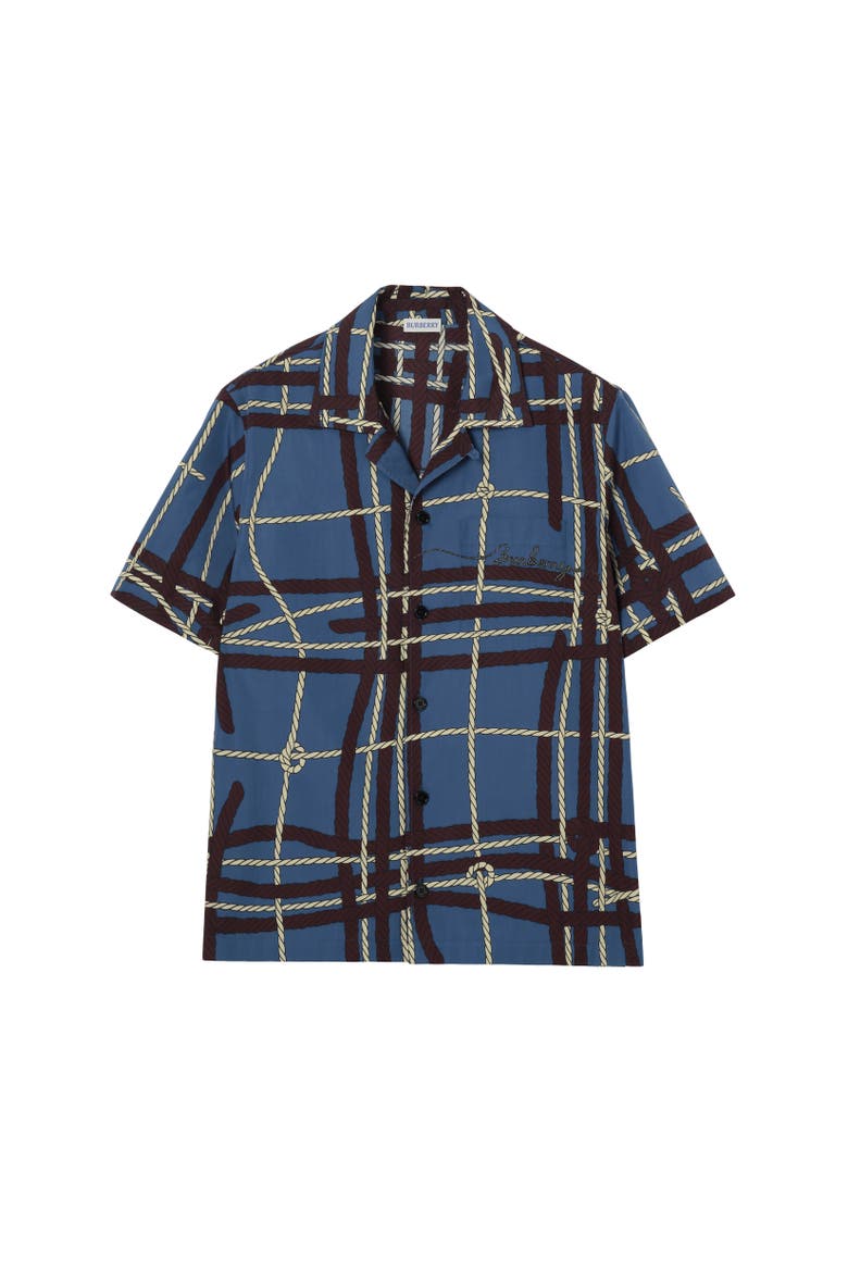 Relaxed Fit Knot Check Cotton Shirt, Alternate, color, Maritime blue