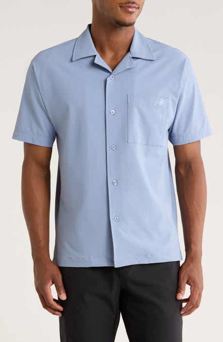 New Balance Seersucker Short Sleeve Button-Up Shirt