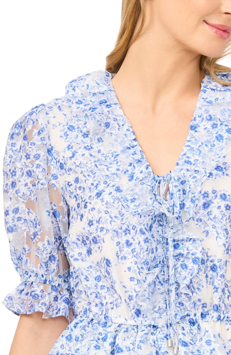 Ted Baker Clarise Ruffle Trim V-Neck Top, Alternate, color, Sky