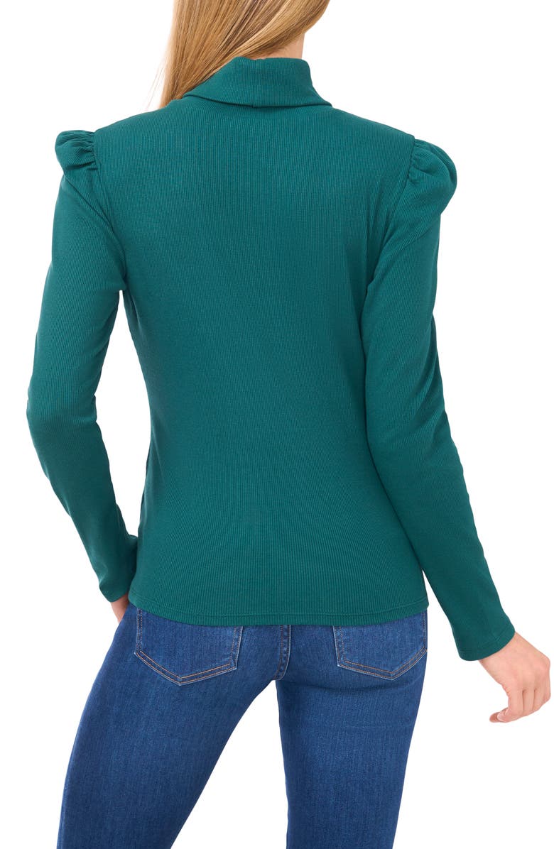 CeCe Gathered Sleeve Turtleneck Top, Alternate, color, Darkforest