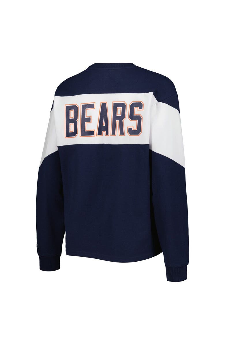 STARTER Women's Starter Navy Chicago Bears Insight Crop Tri-Blend Long Sleeve T-Shirt, Alternate, color, Navy