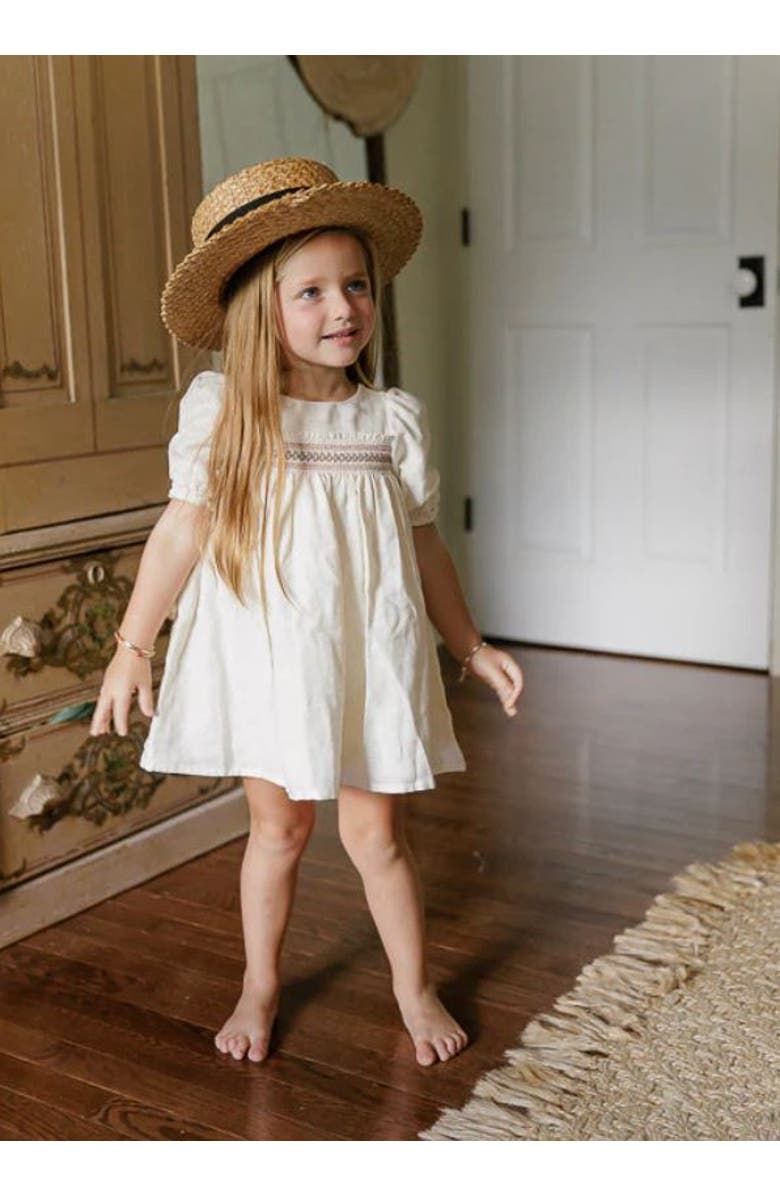 Ely's & Co. Looms Stitch Collection - 3/4 Smocked Linen Dress, Alternate, color, Natural