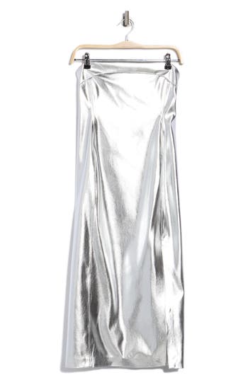 Alice And Olivia Alice + Olivia Kelly Metallic Faux Leather Skirt In White