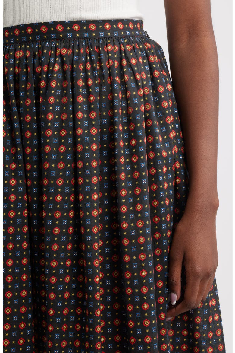 Marciette Foulard Print Organic Cotton Maxi Skirt, Alternate, color, NOIR MONTMARTRE FOULARD