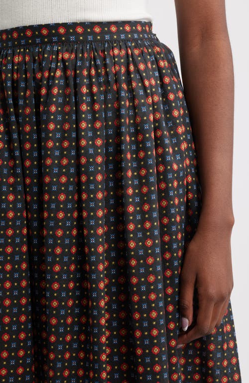 Doen Dôen Marciette Foulard Print Organic Cotton Maxi Skirt In Brown