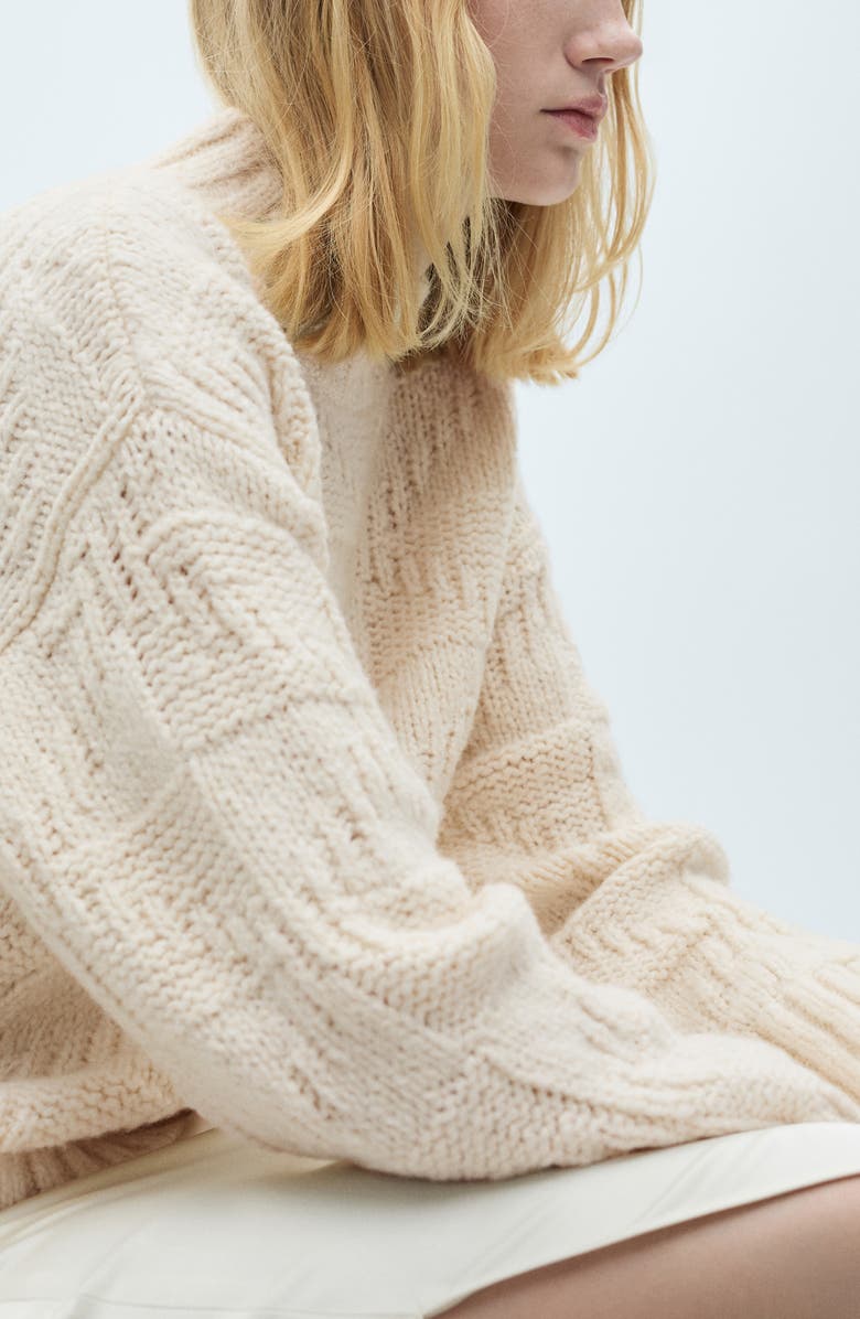 MANGO Perkins Chunky Knit Mock Neck Sweater, Alternate, color,