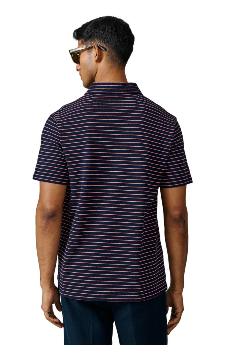 Aubin Baysdale Open Collar Polo, Alternate, color, Navy Stripe
