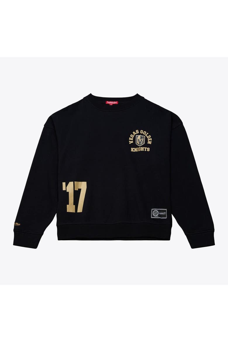 Women's Mitchell & Ness  Black Vegas Golden Knights Crewneck Sweatshirt, Main, color, Black