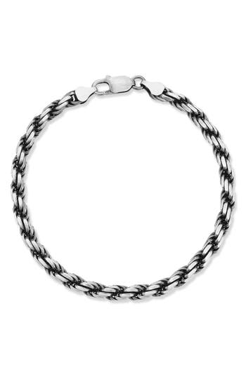 Yield Of Men Oxidized Sterling Silver Rope Chain Bracelet In Silver