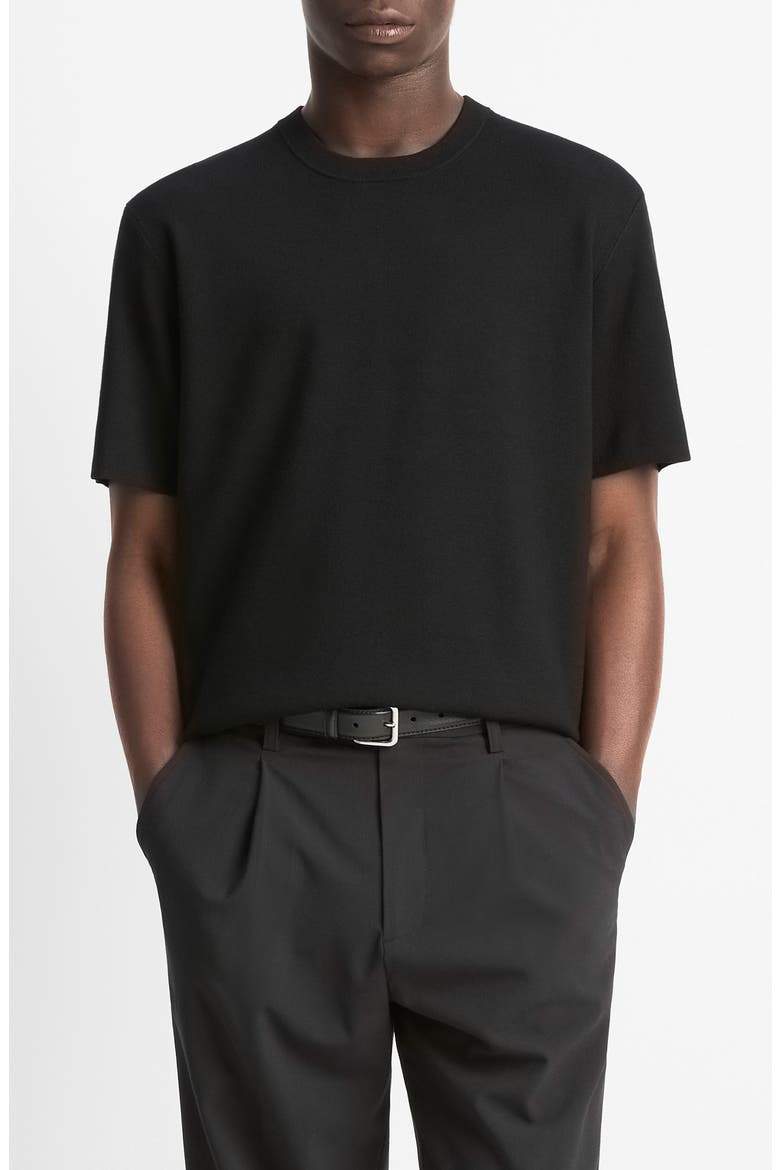 Milano Short Sleeve Crewneck Sweater, Main, color, BLACK