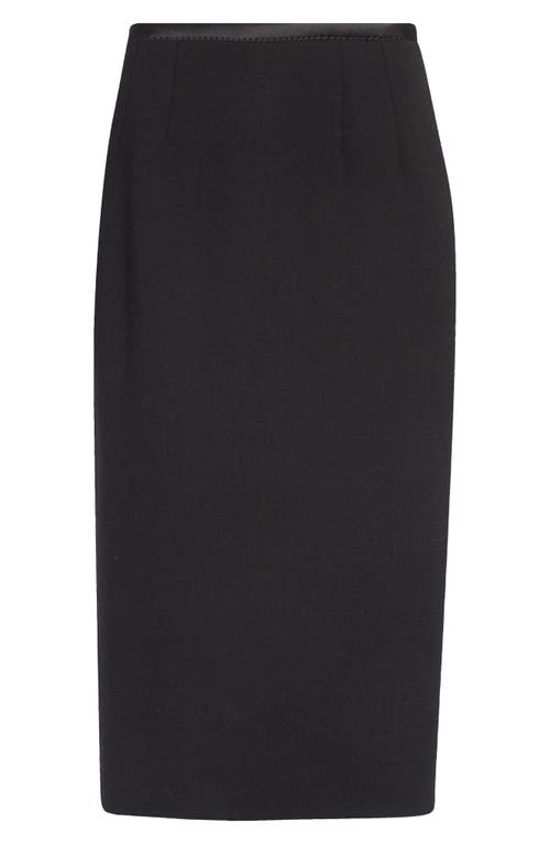 Dolce & Gabbana Dolce&gabbana Satin Trim Stretch Crepe Pencil Skirt In Nero
