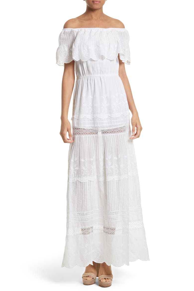 Pansy Off the Shoulder Maxi Dress, Alternate, color, WHITE