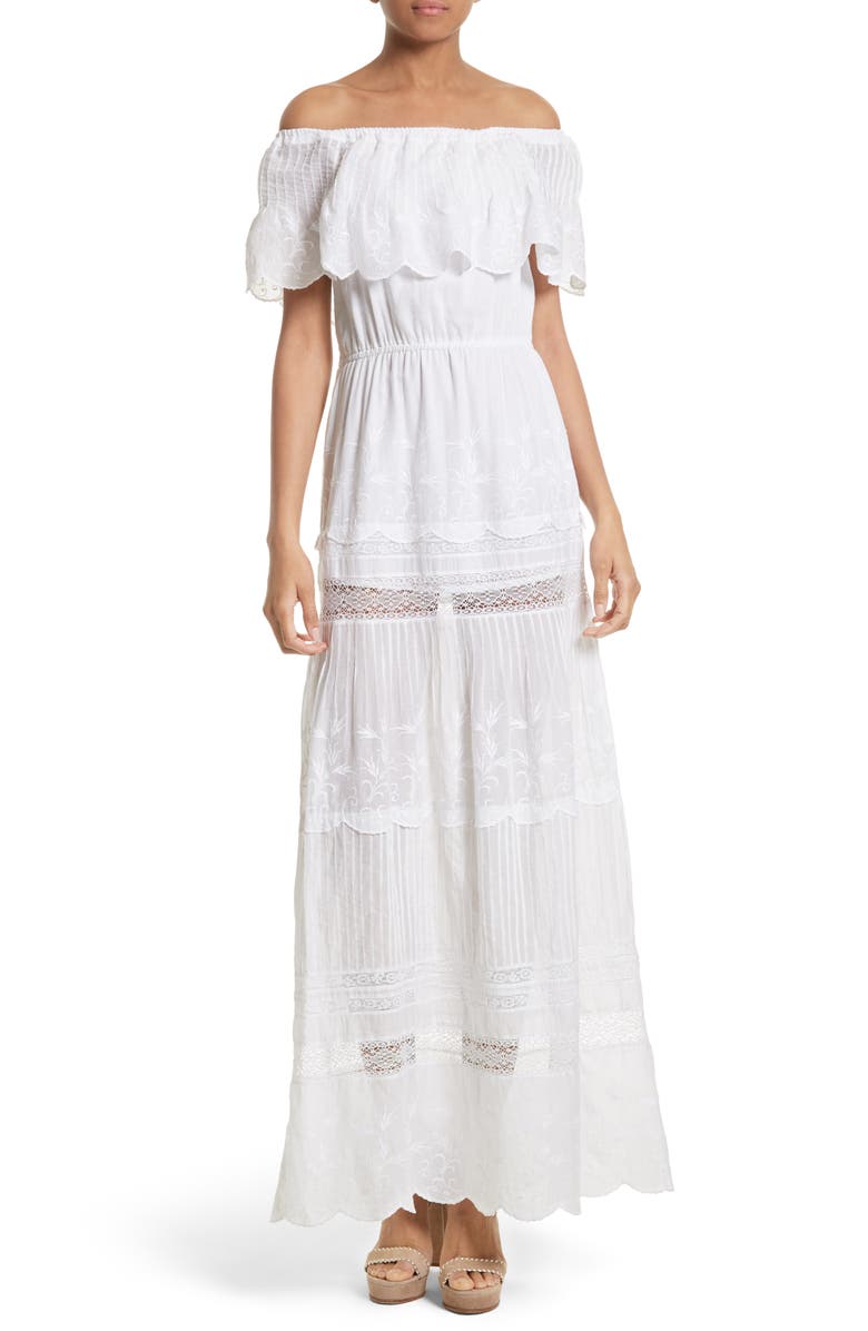 Alice + Olivia Pansy Off the Shoulder Maxi Dress, Alternate, color, 