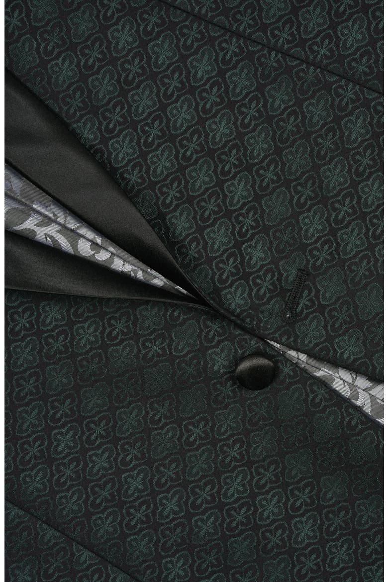 Shawl Collar One Button Printed Sportcoat, Alternate, color, BLACK