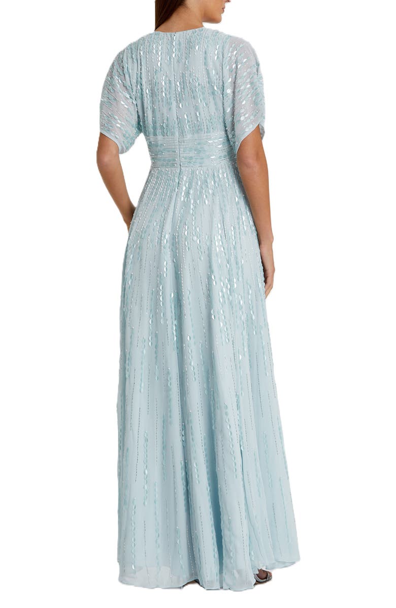 Mac Duggal Embellished V Neck Evening Gown, Alternate, color, Powder Blue