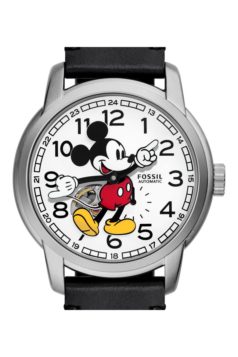 Fossil x Disney Classic Disney Mickey Mouse Leather Strap Watch