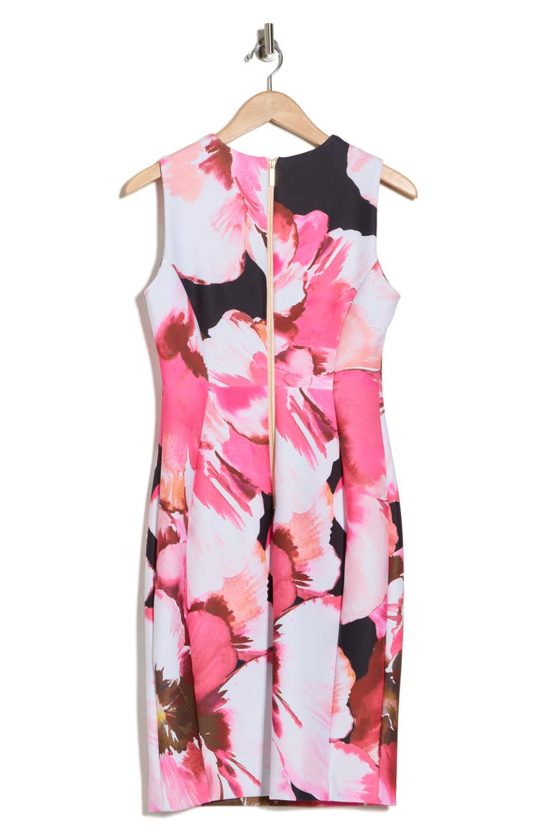 Calvin Klein Printed Sheath Dress, Alternate, color, Hibiscus Multi