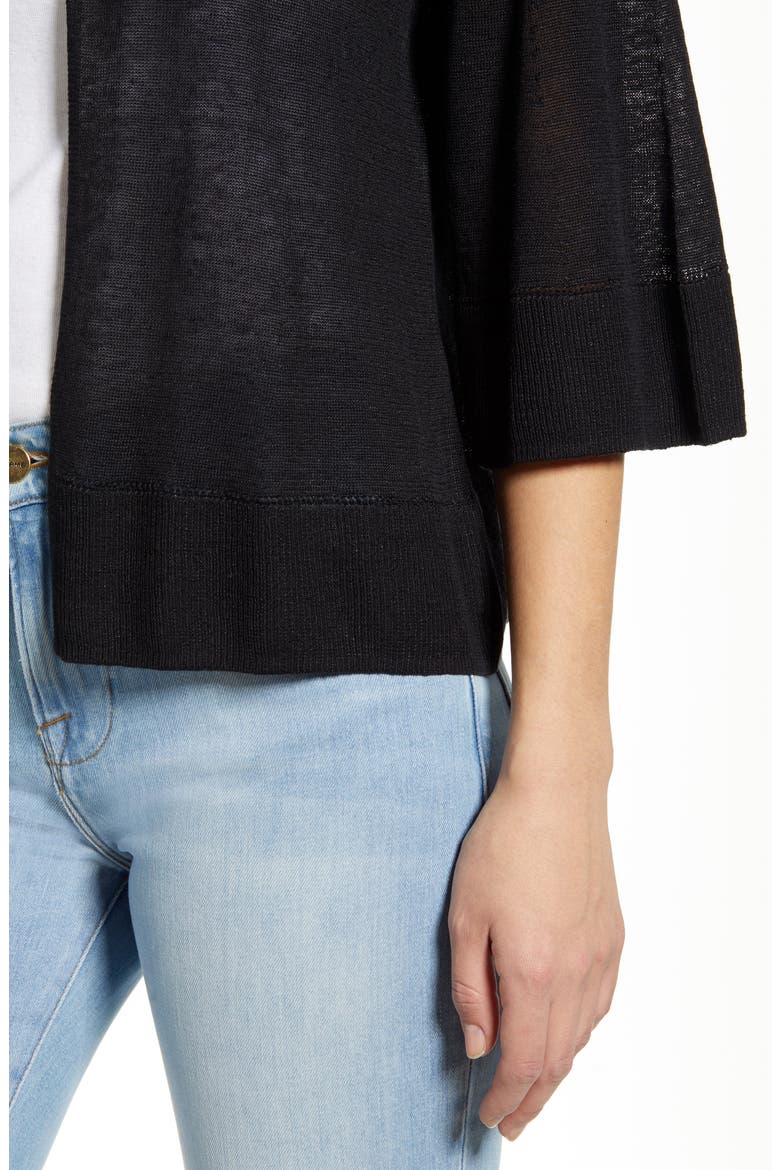 Lea Linen Cardigan, Alternate, color, BLACK