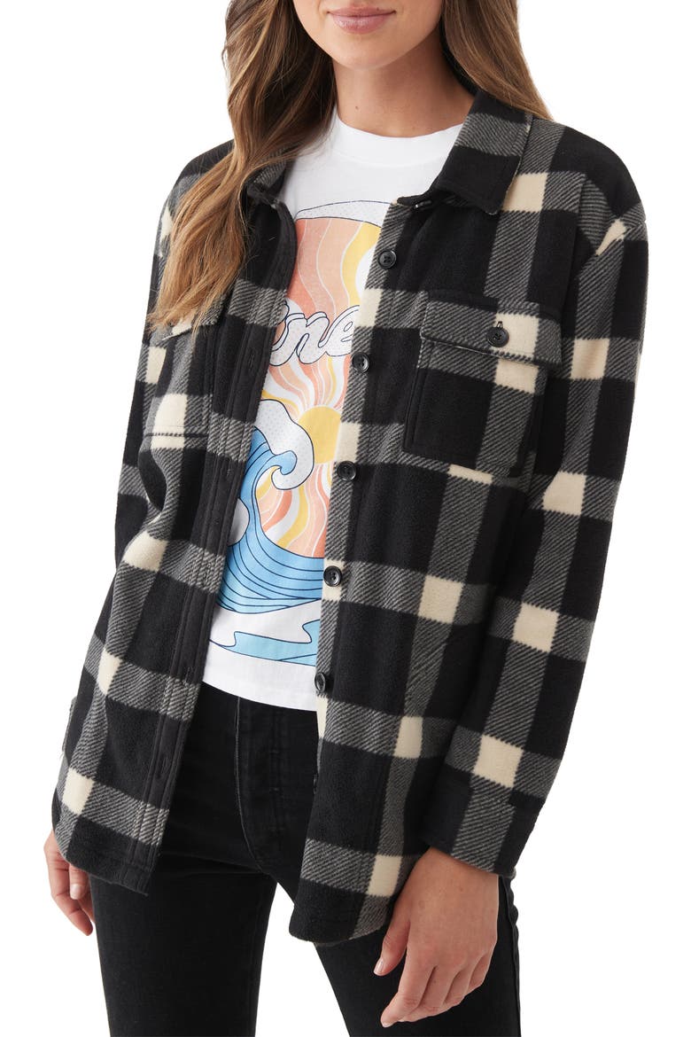 Collins Fleece Shirt Jacket, Main, color, BLACK