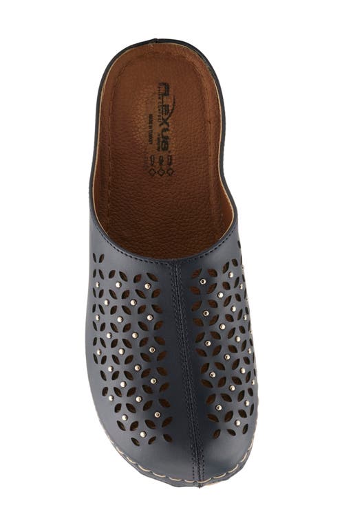 Flexus By Spring Step Laser-cut Mule In Navy