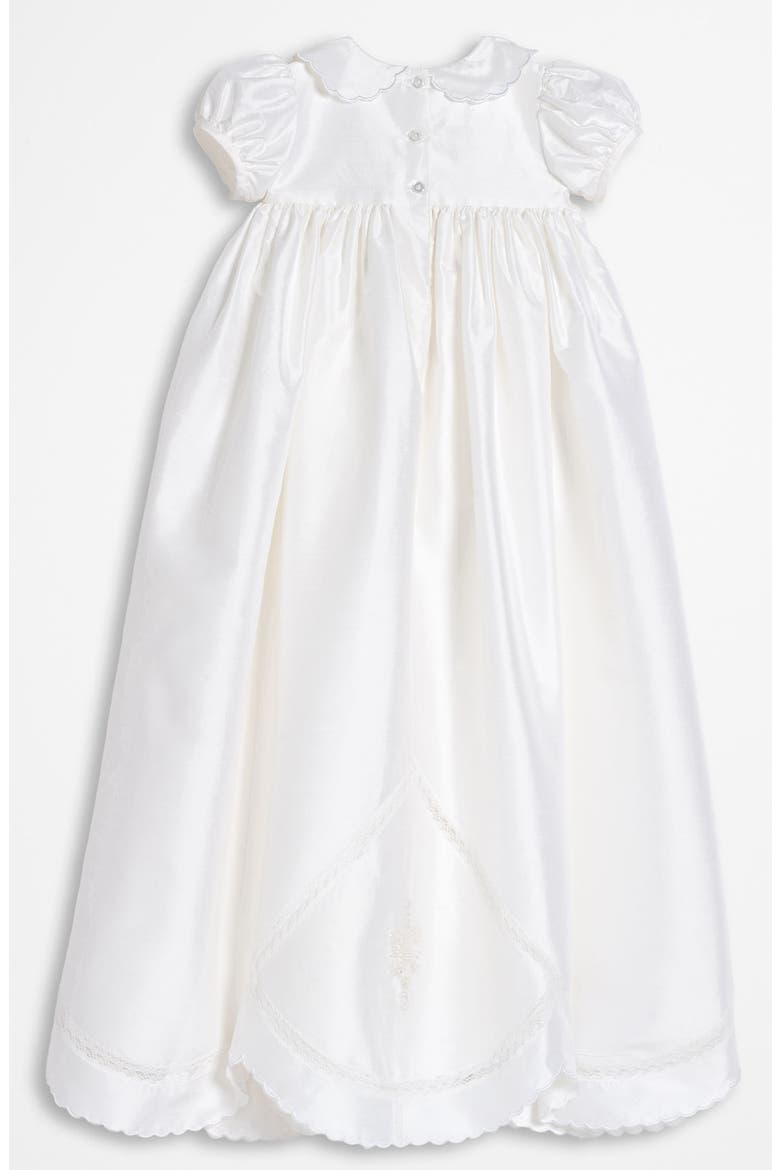 Dupioni Silk Christening Gown, Alternate, color, WHITE