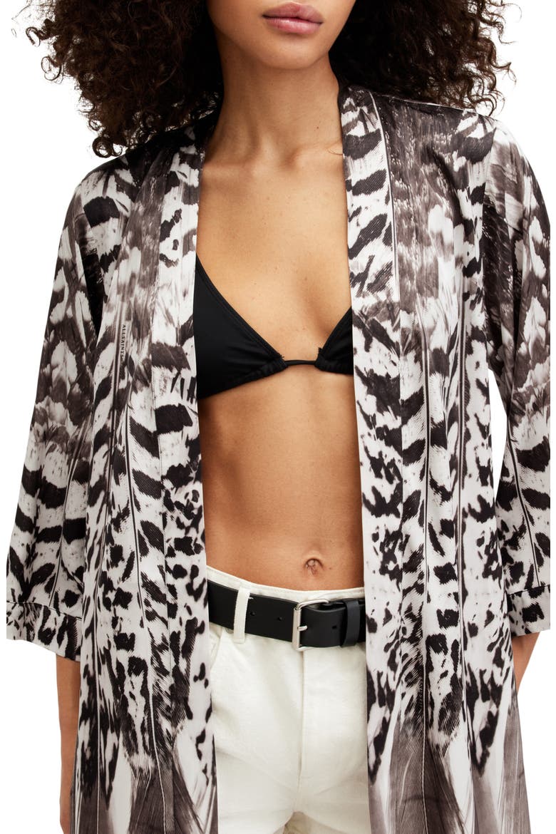 Carine Sierra Abstract Print Duster, Alternate, color, WHITE